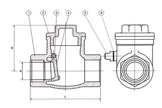 H14W內(nèi)螺紋不銹鋼旋啟式止回閥