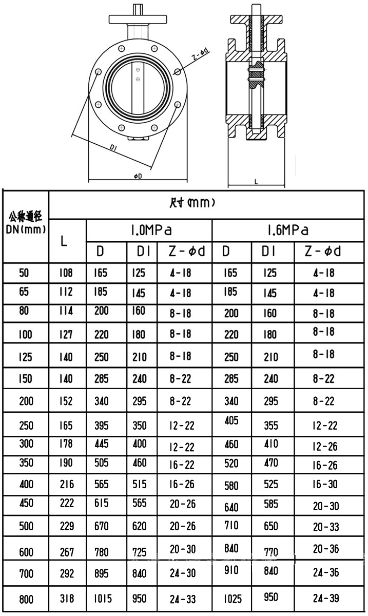 D41X手柄蝶閥結(jié)構(gòu)尺寸